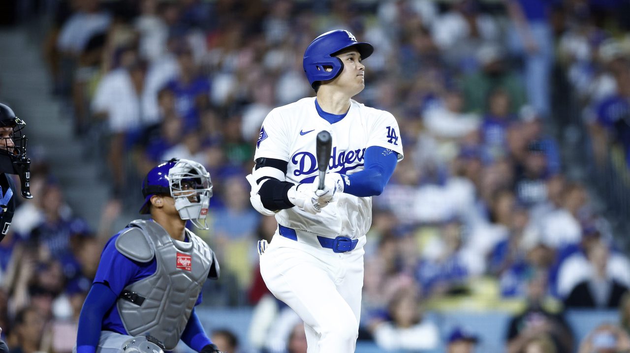 Shohei Ohtani hits a home run