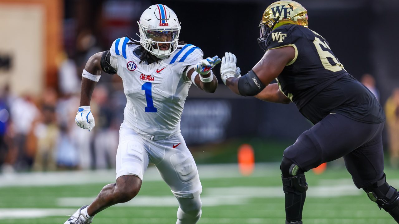 Ole Miss pass rusher against Wake Forest offensive lineman